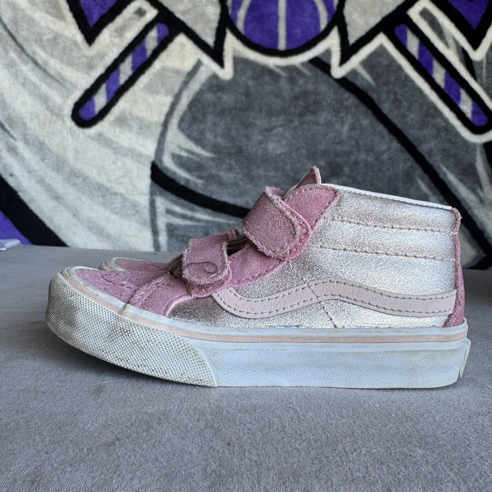 Size 13c - Vans SK8-Mid Reissue Metallic Pop Pink Kids